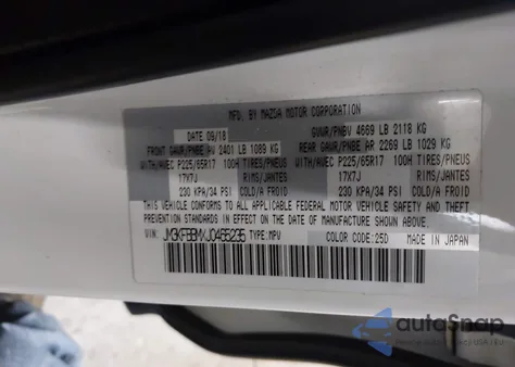 2018 Mazda Cx-5 Sport z USA, uszkodzony, nr VIN JM3KFBBMXJ0465235